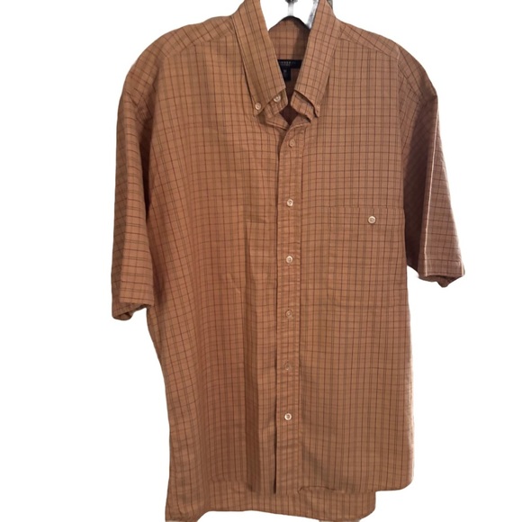 Burberry London Men’s Tan Striped Striped Button Down Shirt Short Sleeves Sz M - Picture 1 of 9